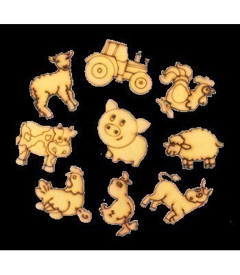 Laser Cut Farm Themed Pack of 9 Shapes 